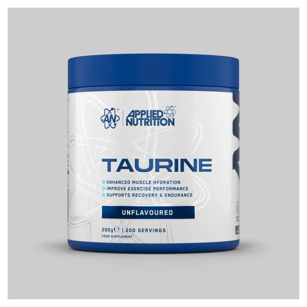 Taurina pura en polvo Applied Nutrition 200 g | 200 servicios | 1000 mg de taurina por medida de 1 g