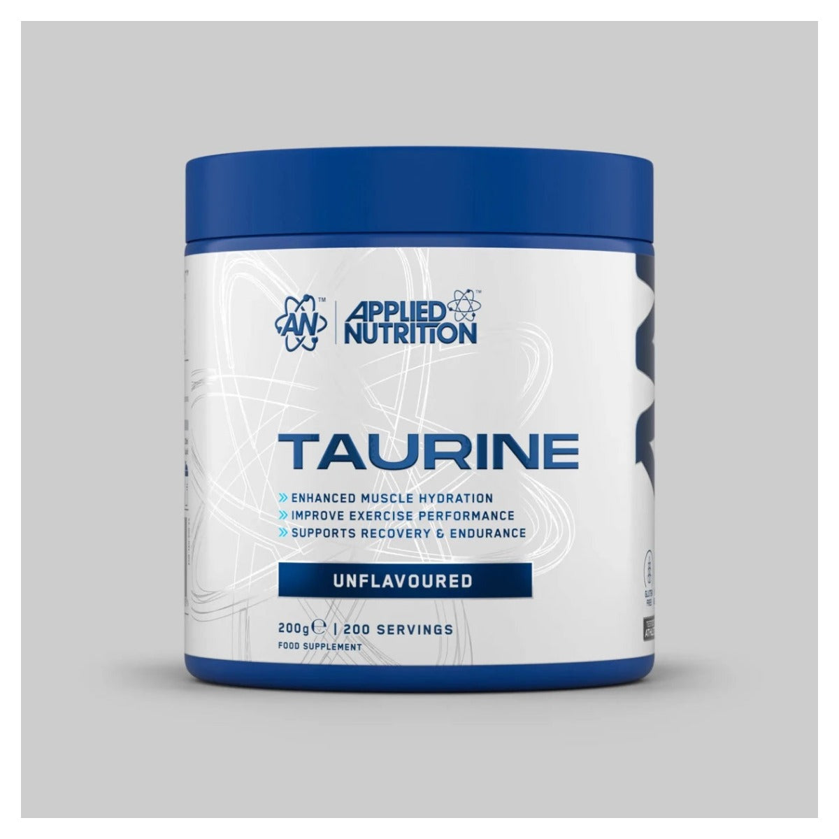Taurina pura en polvo Applied Nutrition 200 g | 200 servicios | 1000 mg de taurina por medida de 1 g