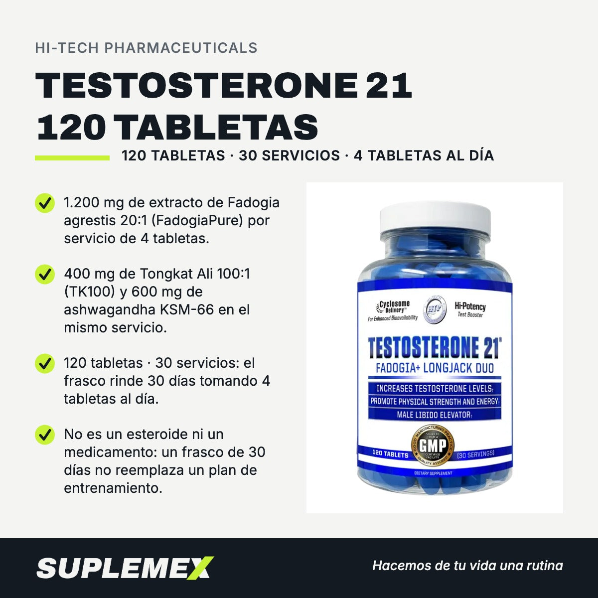 Gráfica de beneficios de Testosterone 21 120 tabletas 120 tabletas