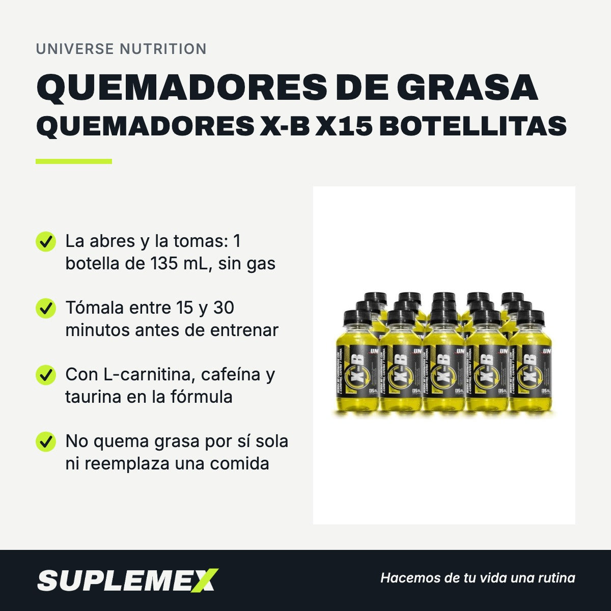 Gráfica de beneficios de Quemadores de grasa quemadores x-b x15 botellitas 135 ml